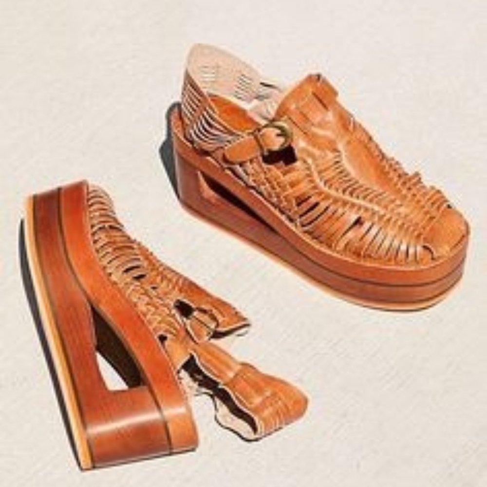 Jeffrey Campbell xFree People Gemma Platform Wedge Huarache Woven Cut Out Sandal